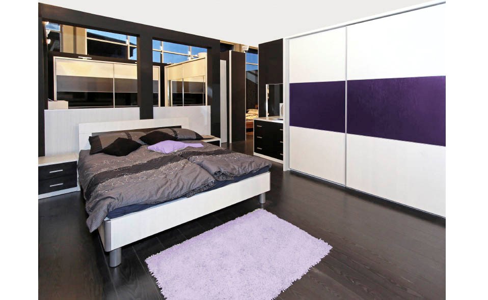 Aubergine & White glass -  Sliding Wardrobe Doors